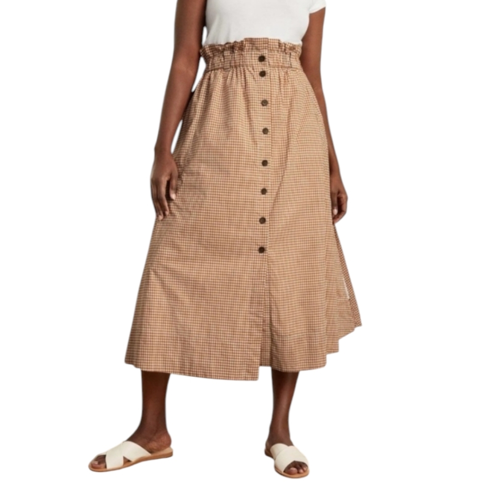 Everlane Gingham Paperbag Waist Midi Skirt